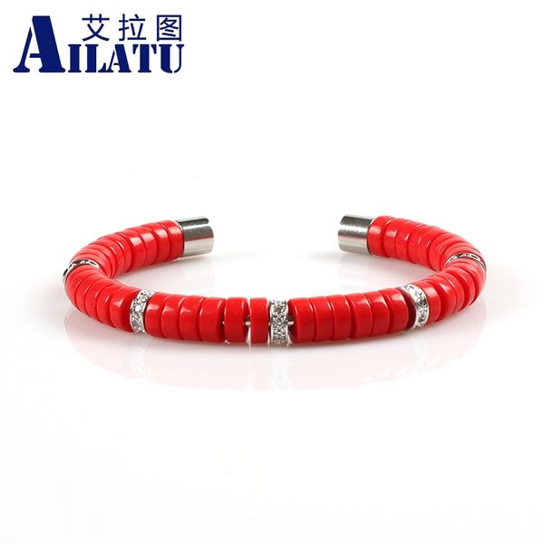 ailatu stainless steel circle stringing red glass beads and copper spacer micro pave cz open bracelets for women'gifts, Golden;silver
ailatu stainless steel circle stringing red glass beads and copper spacer micro pave cz open bracelets for women'gifts, Golden;silver