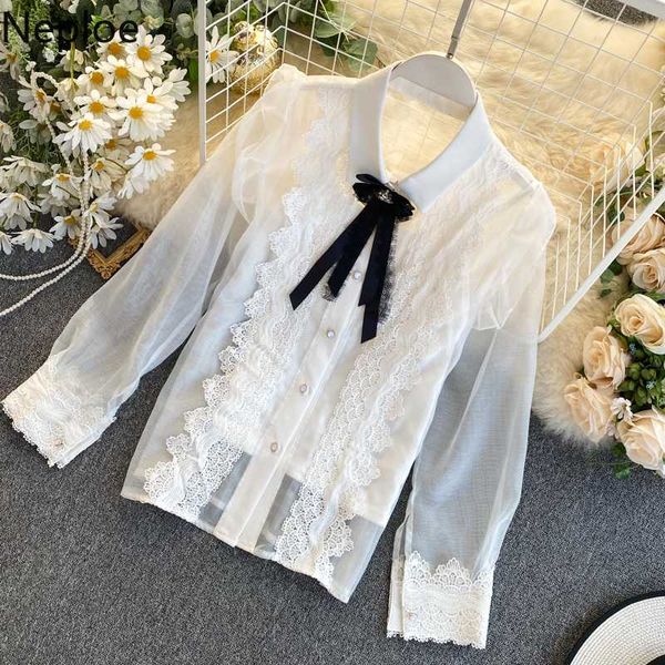 neploe women elegant shirt mesh 2020 korean lace patchwork blouse turn down collar bowknot puff long sleeve shirts 58695, White
neploe women elegant shirt mesh 2020 korean lace patchwork blouse turn down collar bowknot puff long sleeve shirts 58695, White