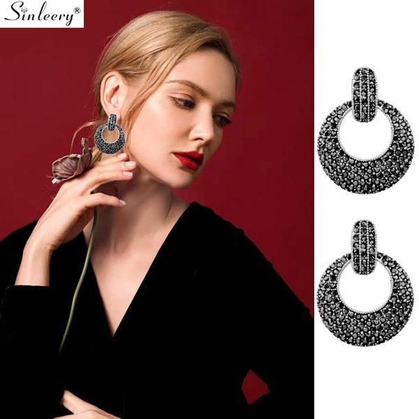 sinleery vintage full black cubic zirconia hollow round big drop earrings for women antique silver color jewelry es117 ssd
sinleery vintage full black cubic zirconia hollow round big drop earrings for women antique silver color jewelry es117 ssd
