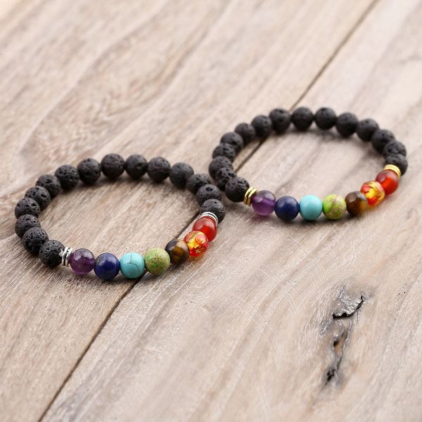 new arrival fashion men women bracelet natural lava stone colorful beaded 7 chakra charm bracelets jewelry accessories, Golden;silver
new arrival fashion men women bracelet natural lava stone colorful beaded 7 chakra charm bracelets jewelry accessories, Golden;silver