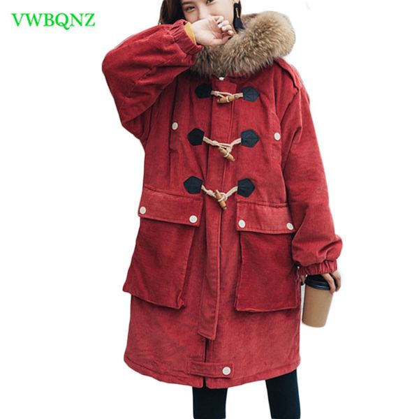 women jacket coat high end warm corduroy cotton coat winter women's hooded fur collar fashion long female cotton outerwear a987, Black
women jacket coat high end warm corduroy cotton coat winter women's hooded fur collar fashion long female cotton outerwear a987, Black