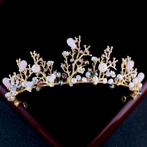 golden handmade baroque crystal pink crown bride tiaras headdress wedding hair accessories wholesale, Golden;white
golden handmade baroque crystal pink crown bride tiaras headdress wedding hair accessories wholesale, Golden;white