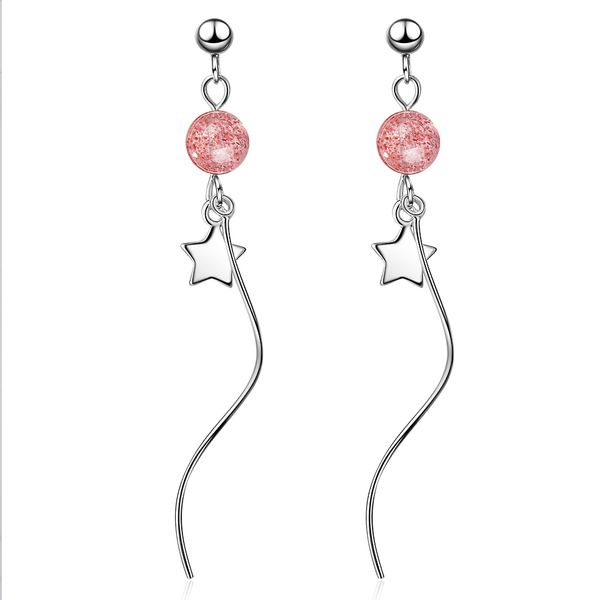 strawberry crystal ear nail female super immortal ear pendant temperament long wave ear line powder crystal pentagonal star trick peach blos, Silver
strawberry crystal ear nail female super immortal ear pendant temperament long wave ear line powder crystal pentagonal star trick peach blos, Silver