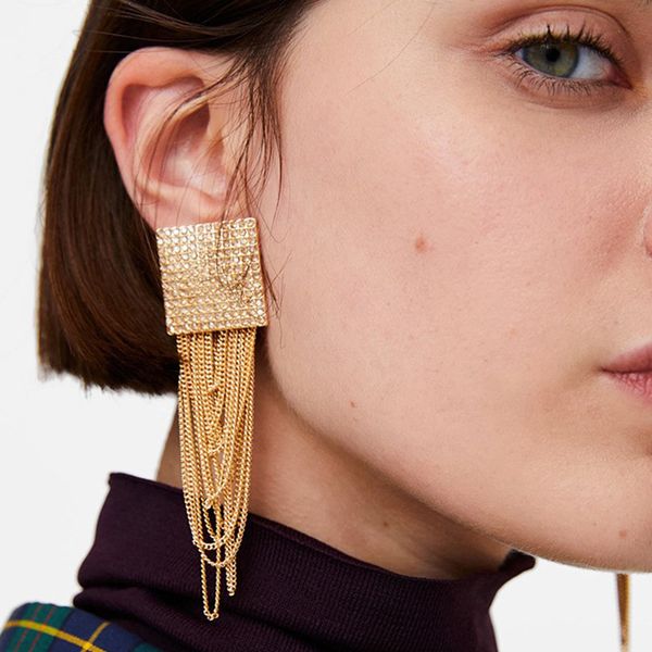 fashion large geometric crystal dangle earrings for women bohemian charm layer metal tassel drop earrings party hanging jewelry, Silver
fashion large geometric crystal dangle earrings for women bohemian charm layer metal tassel drop earrings party hanging jewelry, Silver