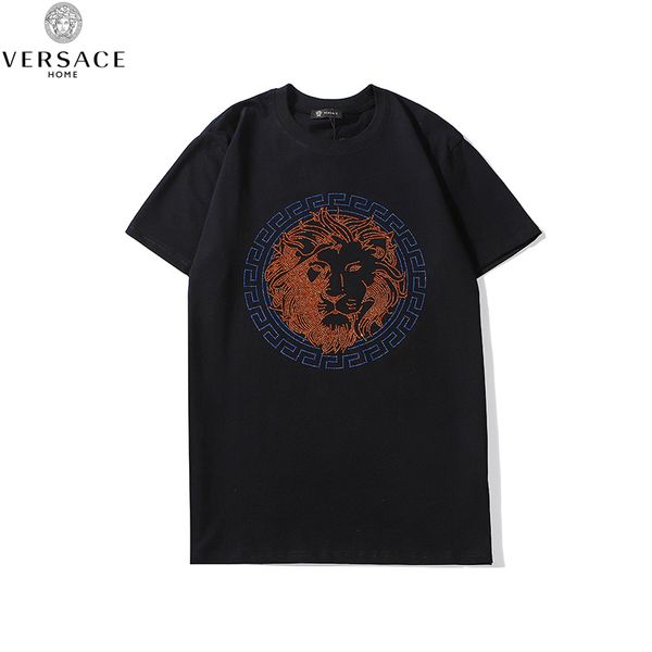 italian designer men air tshirt luxury fashion brand knitted tshirt printing splice loose t-shirt golden tide brand tracksuit xxx-l/versace, White;black