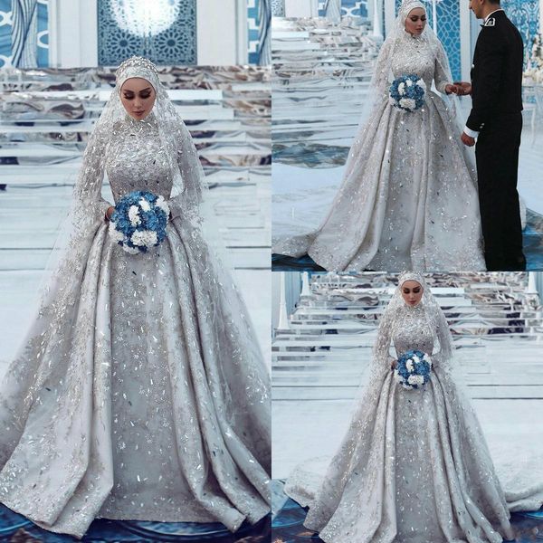 2019 luxury high neck мусульманские свадебные платья линия кружева аппликация бисер кристалл модест свадебные платья gorgeous vintage vestid, White
2019 luxury high neck мусульманские свадебные платья линия кружева аппликация бисер кристалл модест свадебные платья gorgeous vintage vestid, White