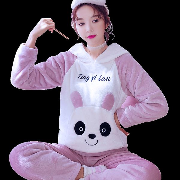 h6010 pajamas women thickened flannel coral velvet cute cartoon nightwear students girl autumn winter long sleeve home clothes, Black;red
h6010 pajamas women thickened flannel coral velvet cute cartoon nightwear students girl autumn winter long sleeve home clothes, Black;red