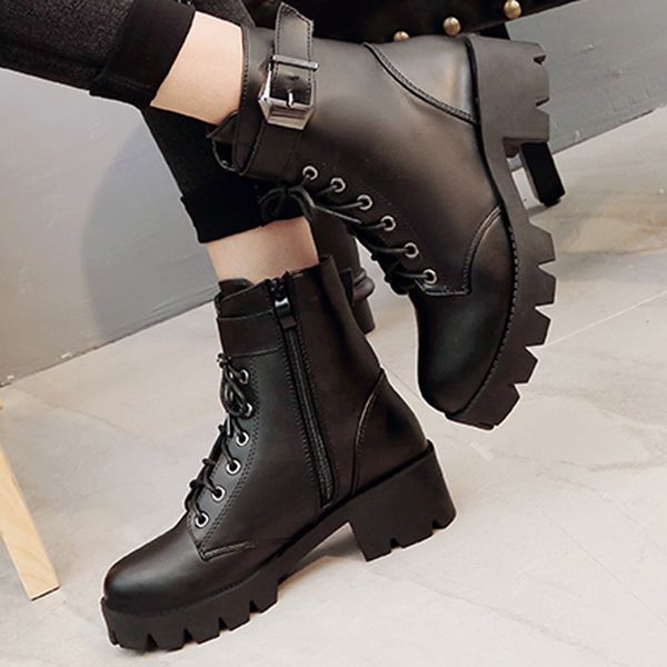fashion leather martins boots woman shoes winter warm lace-up ankle boots for woman waterproof platform boots, Black
fashion leather martins boots woman shoes winter warm lace-up ankle boots for woman waterproof platform boots, Black