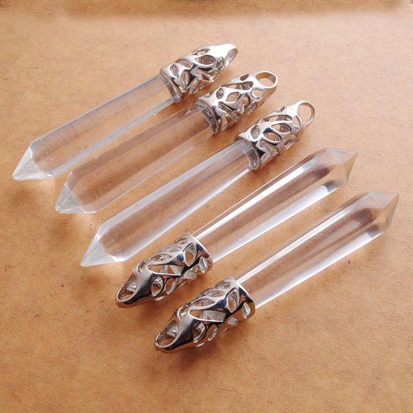 wojiaer natural white quartz gem stone hexagonal pointed reiki chakra pendant bead 5pcs charm jewelry dn3017, Silver
wojiaer natural white quartz gem stone hexagonal pointed reiki chakra pendant bead 5pcs charm jewelry dn3017, Silver