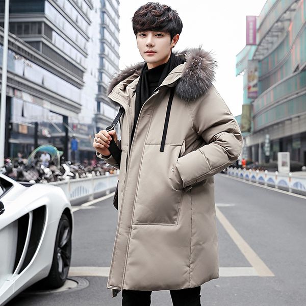 2019 winter thick warm coat casual fur collar hooded trench coat high-end mid-length down jacket men's wear, Black
2019 winter thick warm coat casual fur collar hooded trench coat high-end mid-length down jacket men's wear, Black