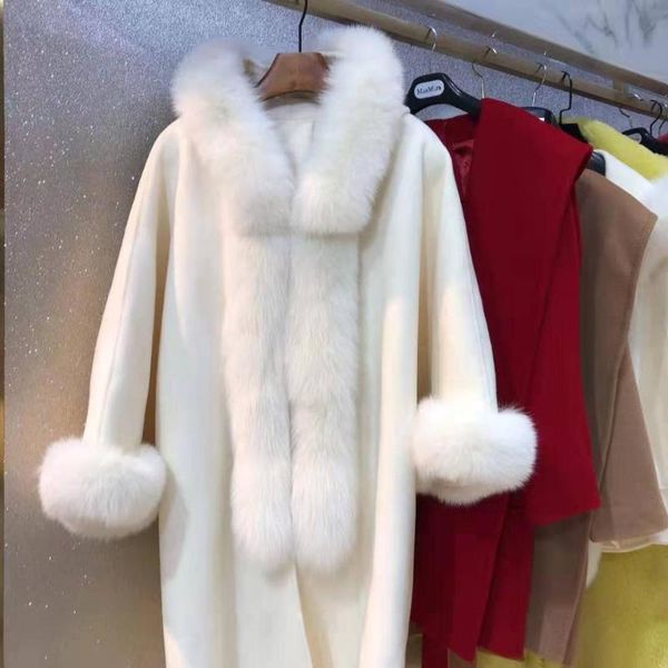 2019 super net red same hair collar middle long double sided wool coat sleeve with hair collar, Black
2019 super net red same hair collar middle long double sided wool coat sleeve with hair collar, Black
