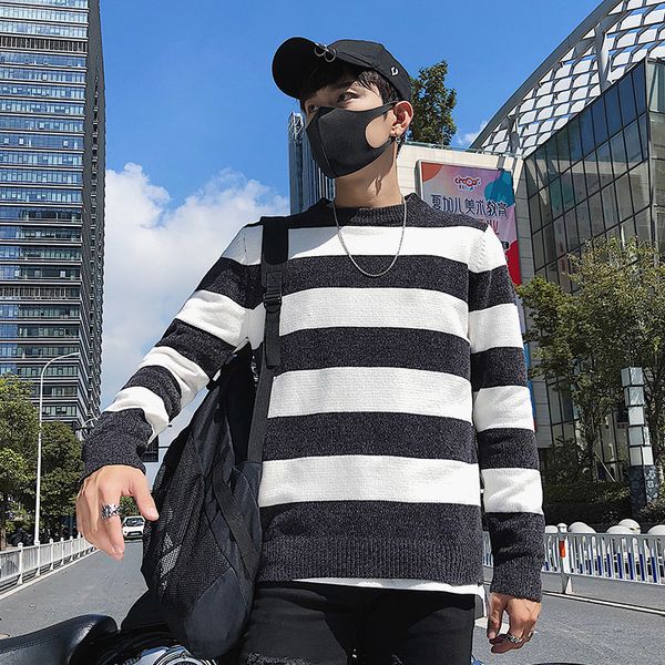 2018 winter new casual stripe male round neck long sleeve sweater dress pullover men knitting upper garment, White;black
2018 winter new casual stripe male round neck long sleeve sweater dress pullover men knitting upper garment, White;black