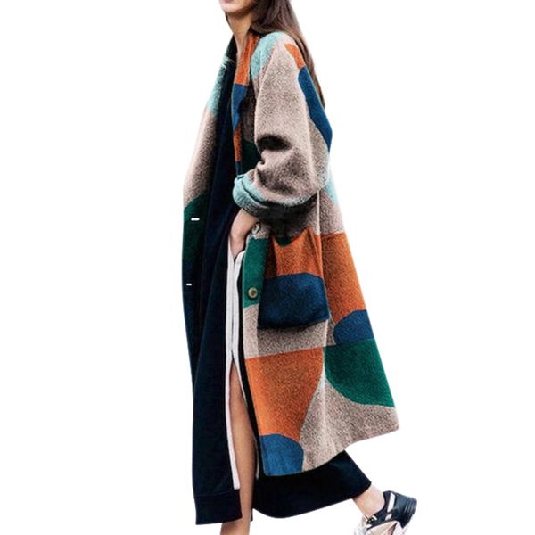 women blends autumn winter coat turn down collar print single-breasted long blends fall long-sleeved match fashion coat, Black
women blends autumn winter coat turn down collar print single-breasted long blends fall long-sleeved match fashion coat, Black