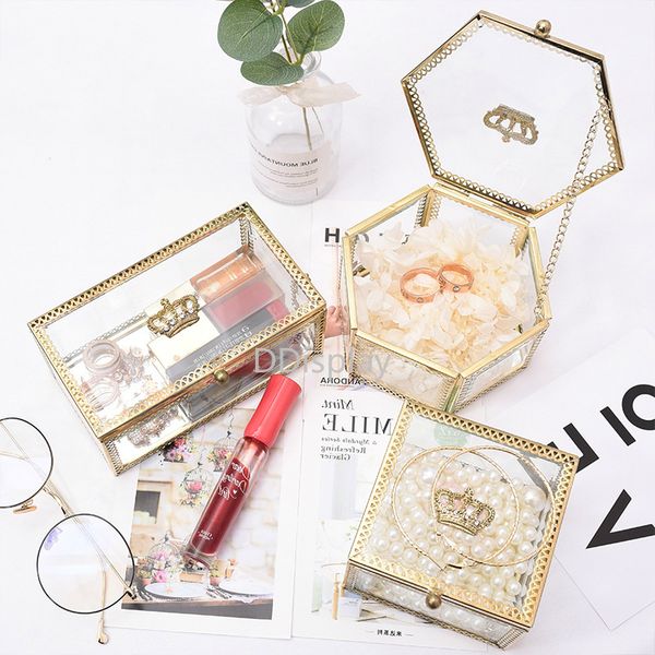 ddisplay retro golden crown glass jewelry box mirror base jewelry display wedding necklace gift box bracelet decoration box, Black;white
ddisplay retro golden crown glass jewelry box mirror base jewelry display wedding necklace gift box bracelet decoration box, Black;white