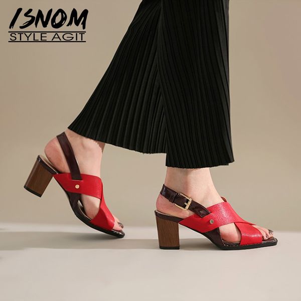 sandals isnom genuine leather women thick high heels shoes woman square toe ladies peep summer cross strip, Black
sandals isnom genuine leather women thick high heels shoes woman square toe ladies peep summer cross strip, Black