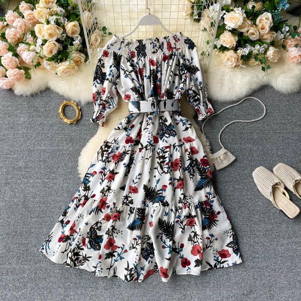 singrain women print floral dress korean slash neck puff sleeve sashes a line dress summer beach ruffles midi 2020, Black;gray
singrain women print floral dress korean slash neck puff sleeve sashes a line dress summer beach ruffles midi 2020, Black;gray