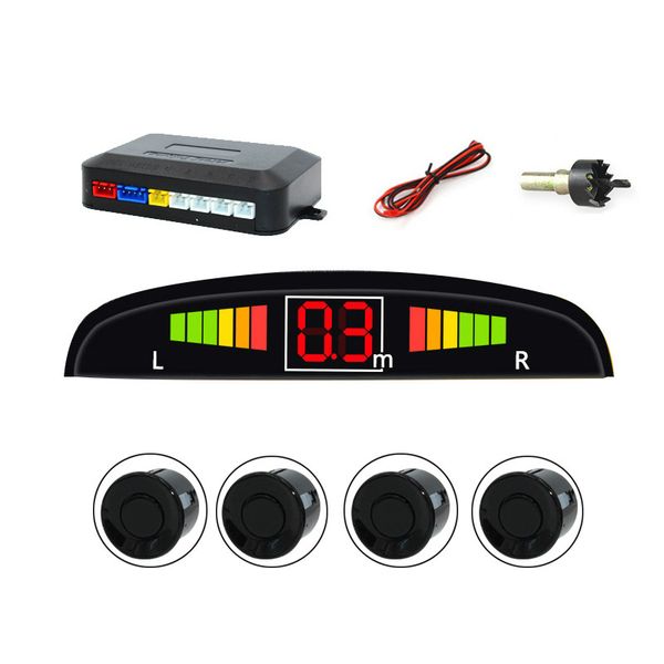 

hidden reverse backup radar sound alert colorful indicator probe system 22mm car parking sensor kit 12v car 4 sensors buzzer