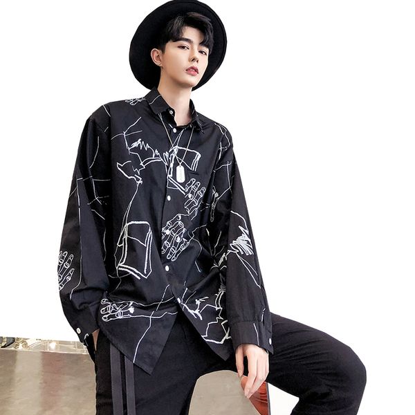 men graffiti print shirt high street gothic owen shirt male dress oversize club party hairstylist streetwear chemise homme, White;black
men graffiti print shirt high street gothic owen shirt male dress oversize club party hairstylist streetwear chemise homme, White;black
