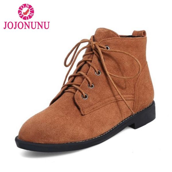 jojonunu women ankle boots round toe lace up solid color short boots winter classic daily shoes women footwear size 33-40, Black
jojonunu women ankle boots round toe lace up solid color short boots winter classic daily shoes women footwear size 33-40, Black