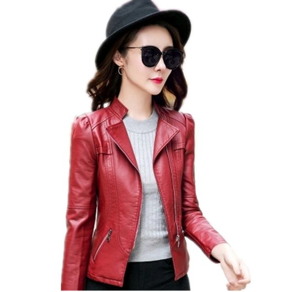 faux leather jacket with diagonal zipper black wine red female short slim casual pu small coat motorcycle leather jackets as972
faux leather jacket with diagonal zipper black wine red female short slim casual pu small coat motorcycle leather jackets as972