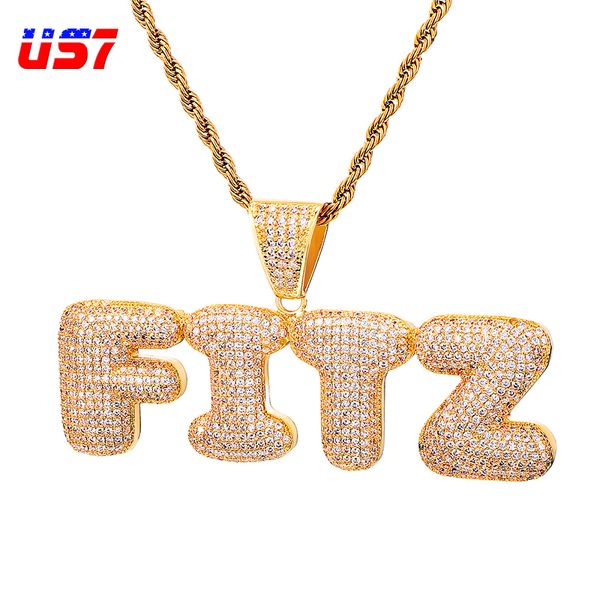 us7 custom name iced out bubble letters pendants necklaces men's charms zircon hip hop jewelry with gold silver tennis chain
us7 custom name iced out bubble letters pendants necklaces men's charms zircon hip hop jewelry with gold silver tennis chain