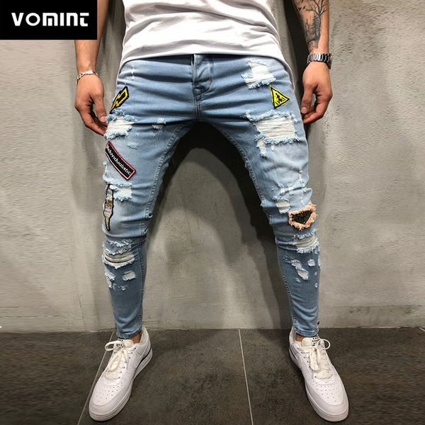 vomint new men's jeans hole badge embroidery label fashion pencil jeans men's pants european style large size s-3xl, Blue
vomint new men's jeans hole badge embroidery label fashion pencil jeans men's pants european style large size s-3xl, Blue