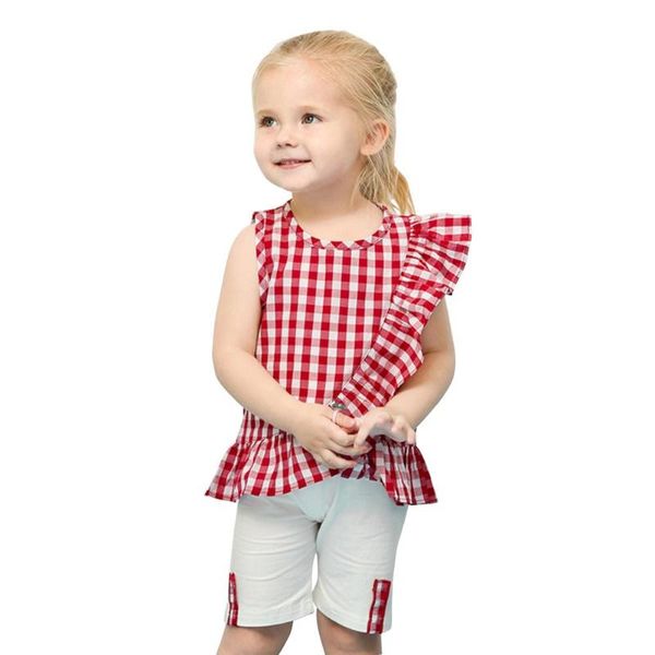 2pcs girls kids plaid print o-neck ruffle sleeveless + summer shorts girls clothes suit for birthday, White
2pcs girls kids plaid print o-neck ruffle sleeveless + summer shorts girls clothes suit for birthday, White