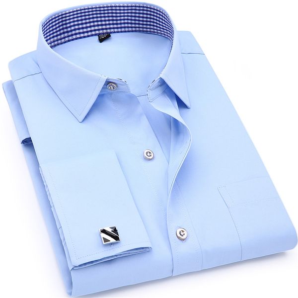 2019 white long sleeved business casual shirt slim fit solid color french cufflinks shirt men's dress shirts french cuff blue, White;black
2019 white long sleeved business casual shirt slim fit solid color french cufflinks shirt men's dress shirts french cuff blue, White;black