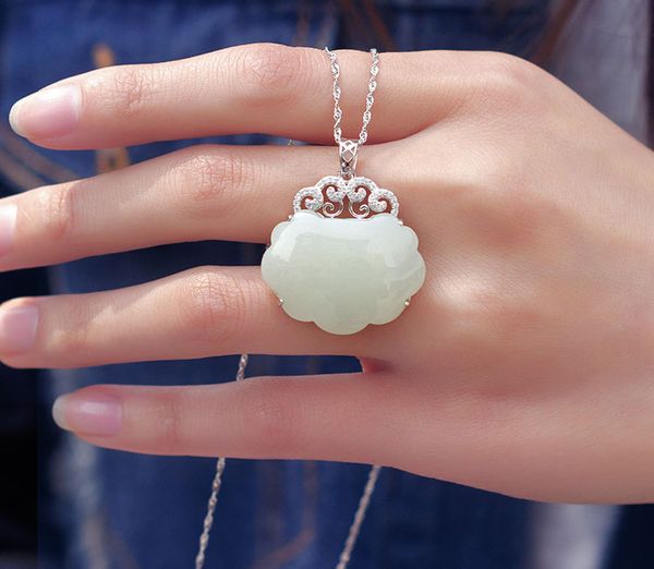 natural jade and tianyu white jade silver-encrusted pendant women's long life lock long life pendant silver neckl
natural jade and tianyu white jade silver-encrusted pendant women's long life lock long life pendant silver neckl