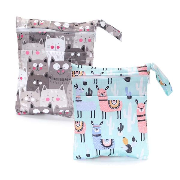 dual pocket small wet bag waterproof pul tote diaper bag 7.87"x9.84" multifunctional