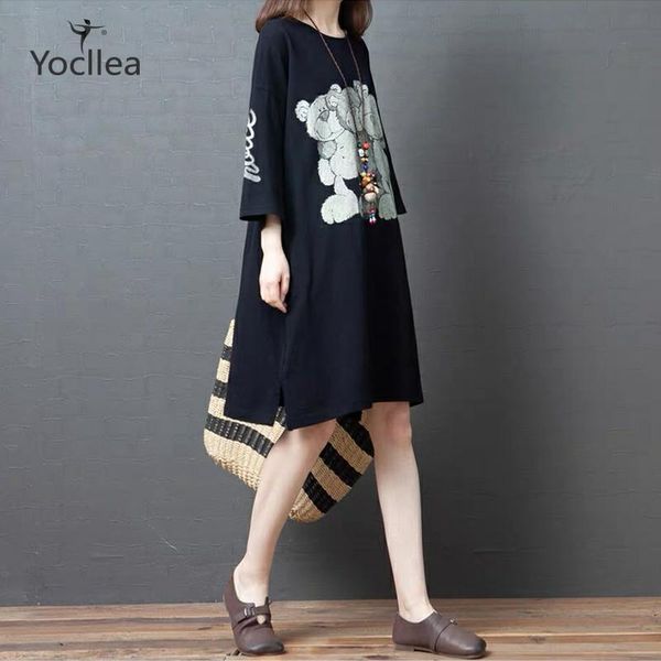 large size summer dress short sleeve home casual dress women's loose o-neck cartoon print dresses, Black;gray
large size summer dress short sleeve home casual dress women's loose o-neck cartoon print dresses, Black;gray