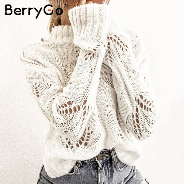 berrygo turtleneck women knitted sweaters hollow out autumn winter female pullovers casual streetwear ladies white jumpers, White;black
berrygo turtleneck women knitted sweaters hollow out autumn winter female pullovers casual streetwear ladies white jumpers, White;black