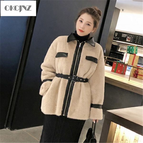 winter new pu leather stitching imitation velvet waist short fur one plush jacket female casual belt outerwear female yy250, Black
winter new pu leather stitching imitation velvet waist short fur one plush jacket female casual belt outerwear female yy250, Black