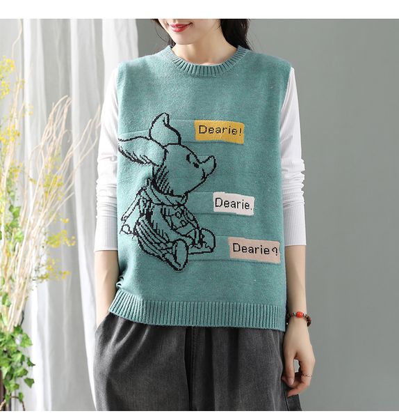 cartoon kangaroo pattern quality o-neck sleeveless knitted vest sweater, White;black
cartoon kangaroo pattern quality o-neck sleeveless knitted vest sweater, White;black
