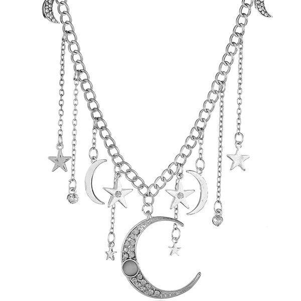 euro-american fashion jewelry alloy inlaid drill multi-pendant star and moon lady short necklace, Silver
euro-american fashion jewelry alloy inlaid drill multi-pendant star and moon lady short necklace, Silver