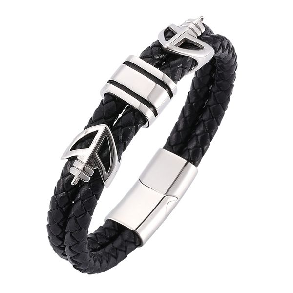 punk men jewelry double braided leather male bracelets fashion stainless steel accessories charm bangles gifts, Golden;silver
punk men jewelry double braided leather male bracelets fashion stainless steel accessories charm bangles gifts, Golden;silver