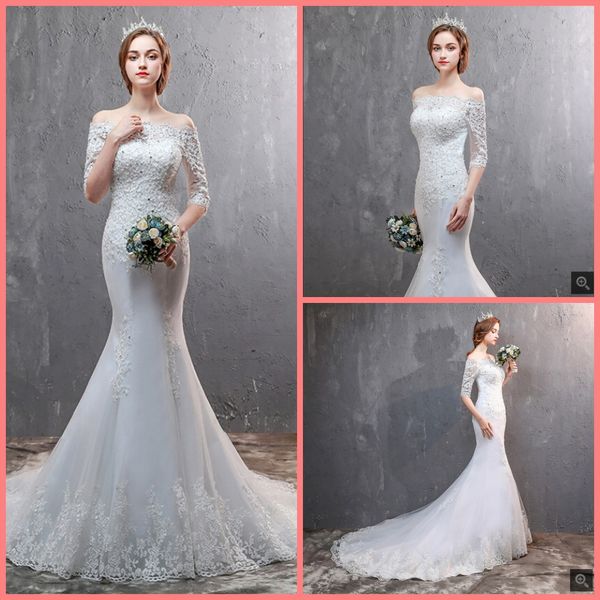 robe de soiree new mermaid white lace appliques beaded wedding dress off the shoulder half sleeve corset wedding gowns 2019
robe de soiree new mermaid white lace appliques beaded wedding dress off the shoulder half sleeve corset wedding gowns 2019