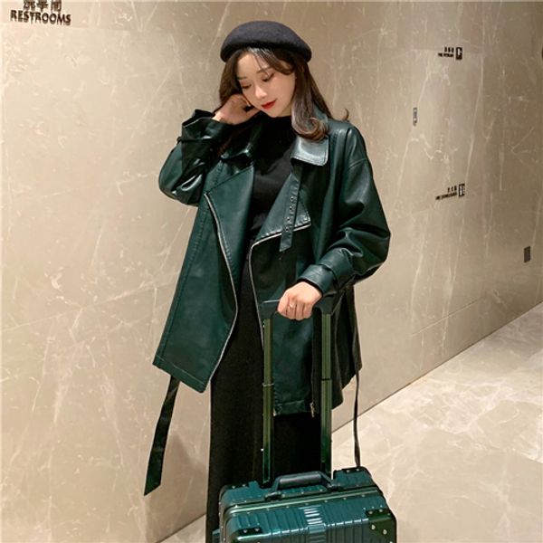 women waist belts green pu leather coat punk rock loosen jacket band costumes runway show harajuku girls lazylang lolita, Black
women waist belts green pu leather coat punk rock loosen jacket band costumes runway show harajuku girls lazylang lolita, Black