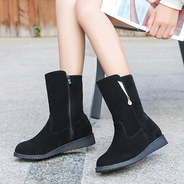 2019 women's short boots winter snow boot suede lady retro fashion low heel mid tube warm shoes fur outdoor party skiing botas, Black
2019 women's short boots winter snow boot suede lady retro fashion low heel mid tube warm shoes fur outdoor party skiing botas, Black