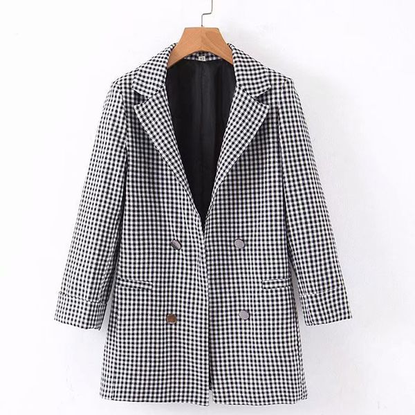 rr three quarter blazers women fashion plaid printed jackets women elegant single breasted suits female ladies hs, White;black
rr three quarter blazers women fashion plaid printed jackets women elegant single breasted suits female ladies hs, White;black