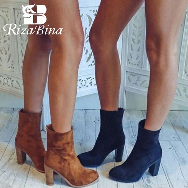 rizabina women office high heels winter ankle boots zipper suede leather simple short boots western style shoes woman size 35-43, Black
rizabina women office high heels winter ankle boots zipper suede leather simple short boots western style shoes woman size 35-43, Black