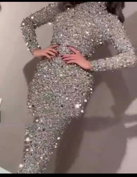 fashion high collar sequin bling bling long sleeve mermaid prom dresses, White;black
fashion high collar sequin bling bling long sleeve mermaid prom dresses, White;black