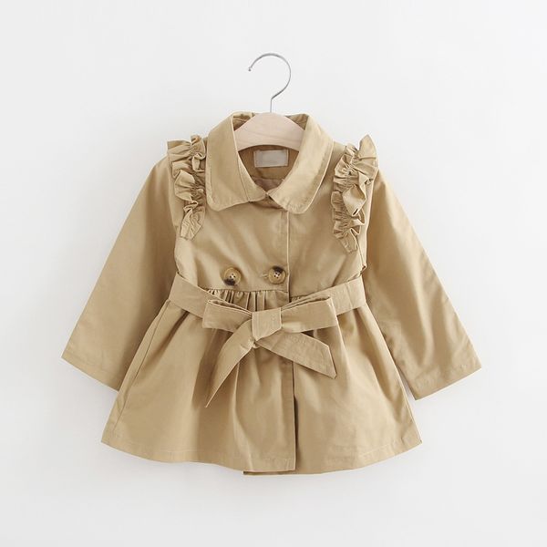 

2019 new spring girls clothe double breasted trench outwear fashion jacket children clothing kids female outfit girls, Blue;gray