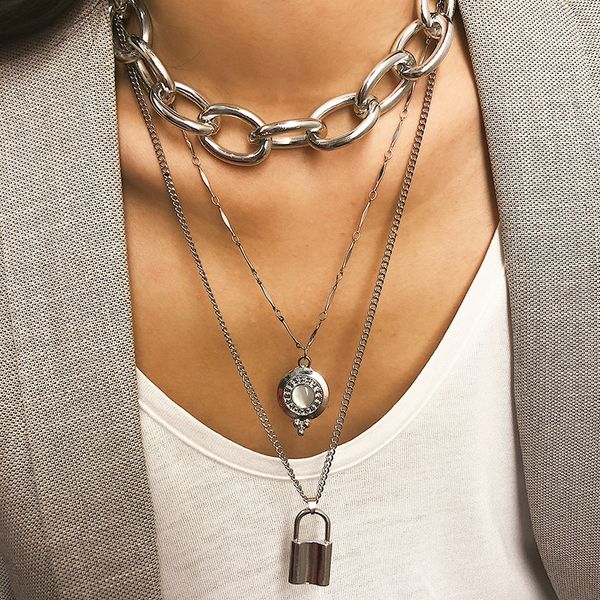 pendant necklaces punk exaggerated metal heavy thick chain lock necklace women vintage long rhinestone fashion jewelry xr2089, Silver
pendant necklaces punk exaggerated metal heavy thick chain lock necklace women vintage long rhinestone fashion jewelry xr2089, Silver