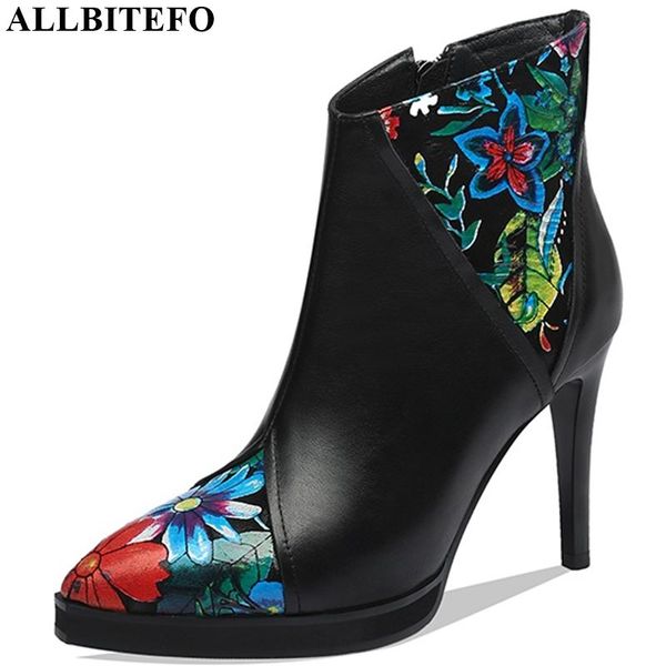 allbitefo real genuine leather high heel women boots pointed toe ankle boots comfortable lady style fashion girls mixed colors, Black
allbitefo real genuine leather high heel women boots pointed toe ankle boots comfortable lady style fashion girls mixed colors, Black