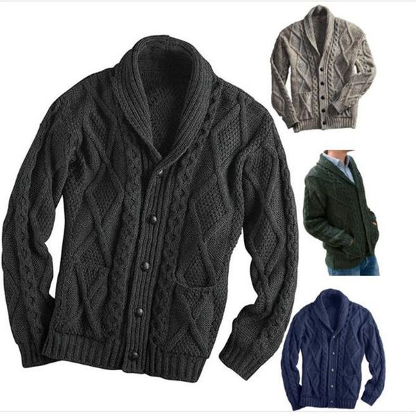 men's sweaters 2021 winter cotton pure color lapel single-breasted cardigan sweater vintage casual thick keep warm, White;black
men's sweaters 2021 winter cotton pure color lapel single-breasted cardigan sweater vintage casual thick keep warm, White;black
