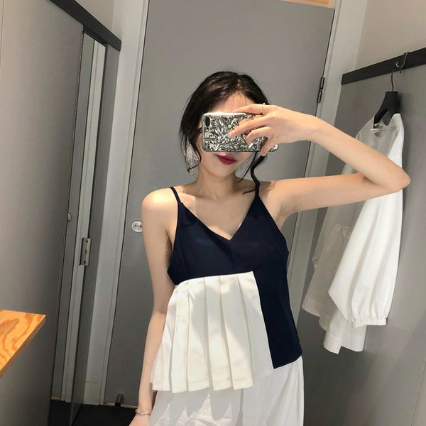 camisa feminina new summer korean women's clothing fashion brand pleated patchwork v-neck women ladies camis off shoulder, White
camisa feminina new summer korean women's clothing fashion brand pleated patchwork v-neck women ladies camis off shoulder, White