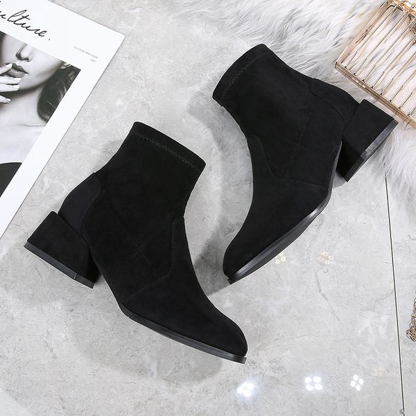 gomenie 19 autumn winter new korean fashion square head thick heel short boots net red thin middle heel martin boots thin, Black
gomenie 19 autumn winter new korean fashion square head thick heel short boots net red thin middle heel martin boots thin, Black