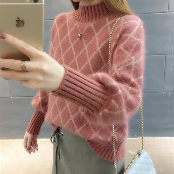 sweaters fashion 2019 women turtleneck cashmere sweater casual pullover plaid checkered jumper outerwear pull, White;black
sweaters fashion 2019 women turtleneck cashmere sweater casual pullover plaid checkered jumper outerwear pull, White;black