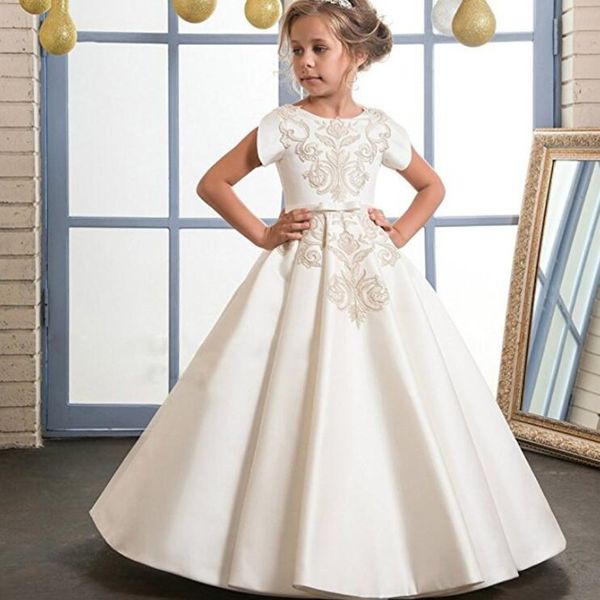 satin gold lace flower girls dresses for wedding pleat long girls first communion dresses special occasion, Red;yellow
satin gold lace flower girls dresses for wedding pleat long girls first communion dresses special occasion, Red;yellow